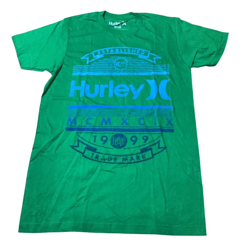 Y2K Green Hurley Established‎ 1999 Graphic T-Shirt Men's Small Cotton -NWOT